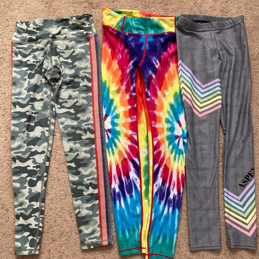 Girls Athletic Leggings Kids Dance Workout Running Yoga Size 12